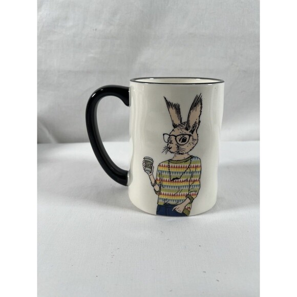 New Hipster Animal Coffee Mug Rabbit Stoneware 518ml 17.5 oz - Picture 2 of 6